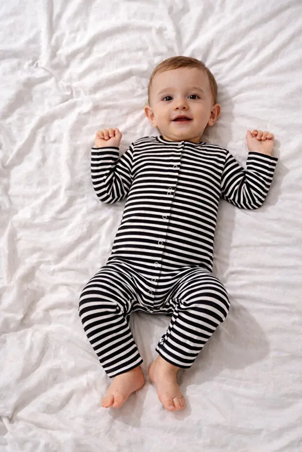 Детское боди-комбинезон с коротким рукавом в полоску Baby Boroosh, Navy-White Striped