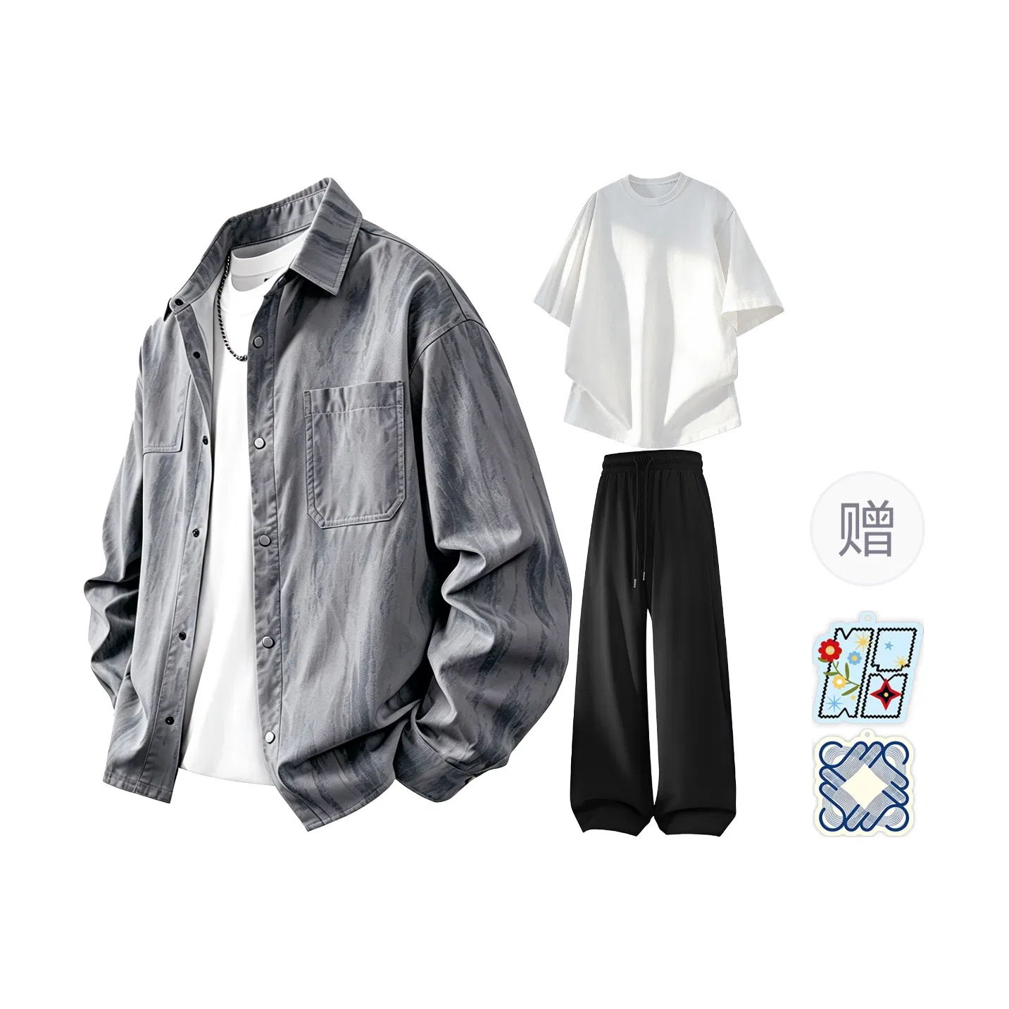 Детский комплект спортивной одежды с отложным воротником Stone Gray Long-Sleeved Set of 3 MIIOW