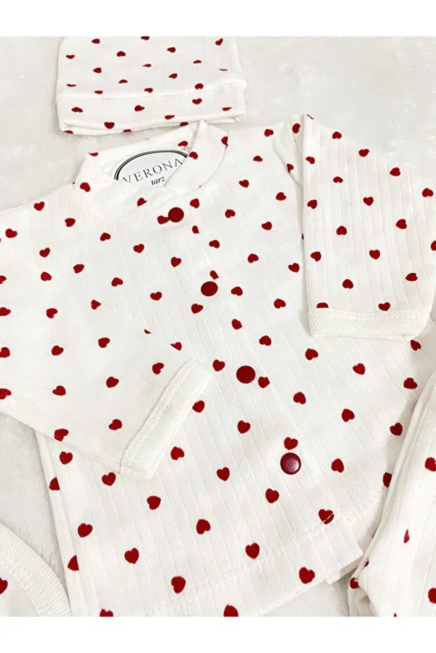 Детский комплект для выписки из роддома хлопковый Boxed Hearted Verona Tarz, White — фото 4