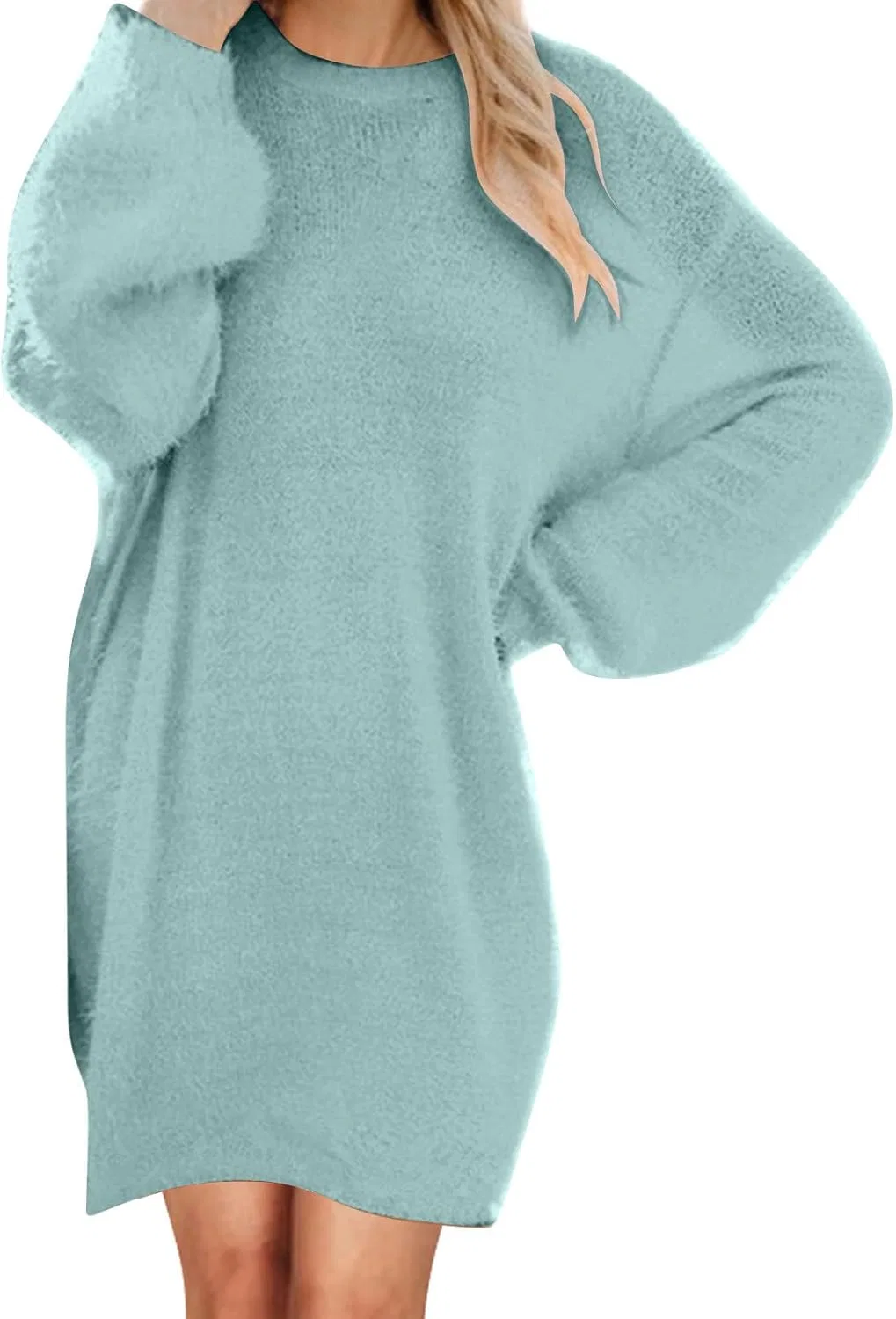 Женское свободное платье-свитер оверсайз, Light Blue