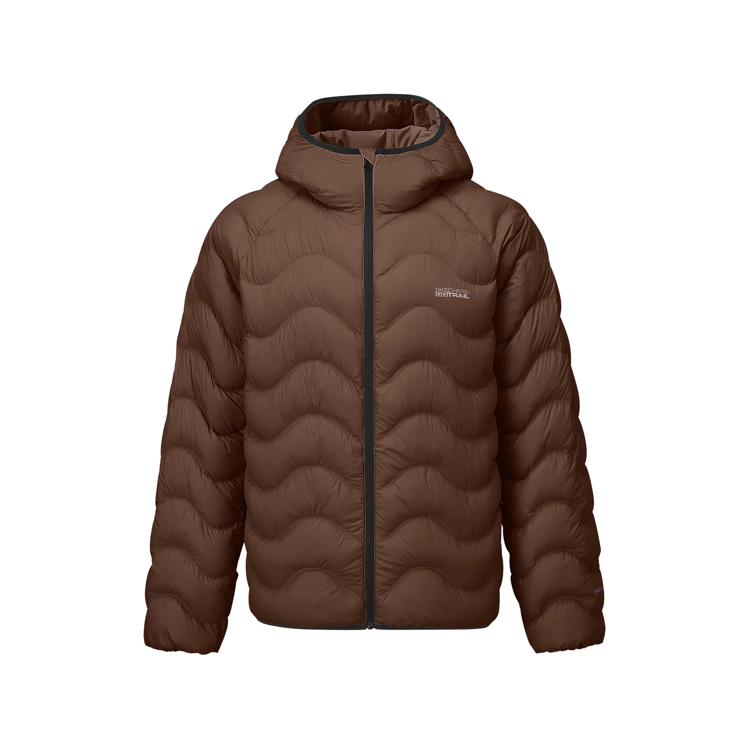 Детский пуховик с капюшоном, неотстегивающийся, средняя длина, Skechers, Cocoa Brown/05KQ