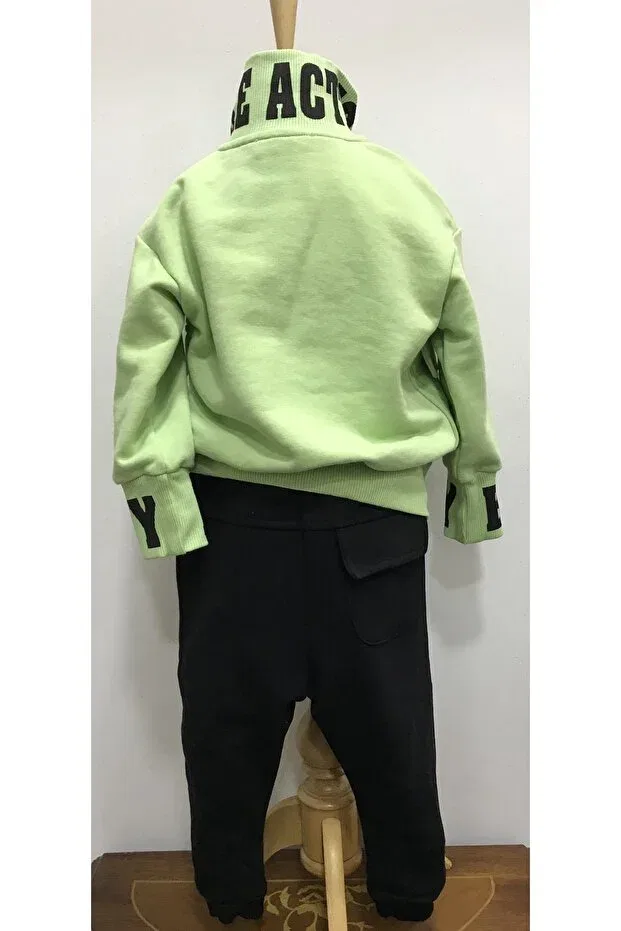 Детский спортивный костюм для мальчиков с принтом Çikoby, Green-Black — фото 2
