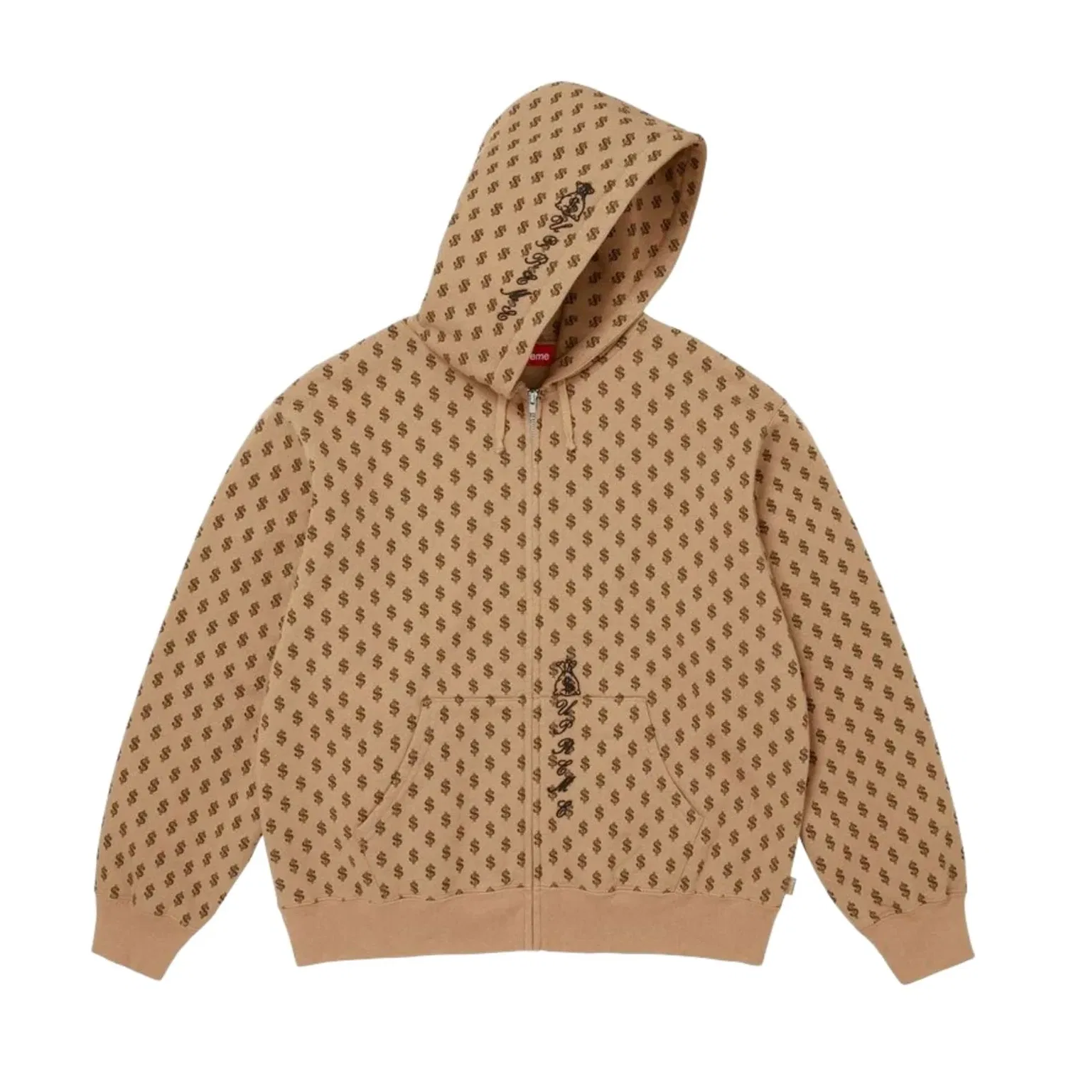 Мужское худи FW26 God Over Money Zip Up Hooded Sweatshirt 'Money' Supreme, Money — фото 2