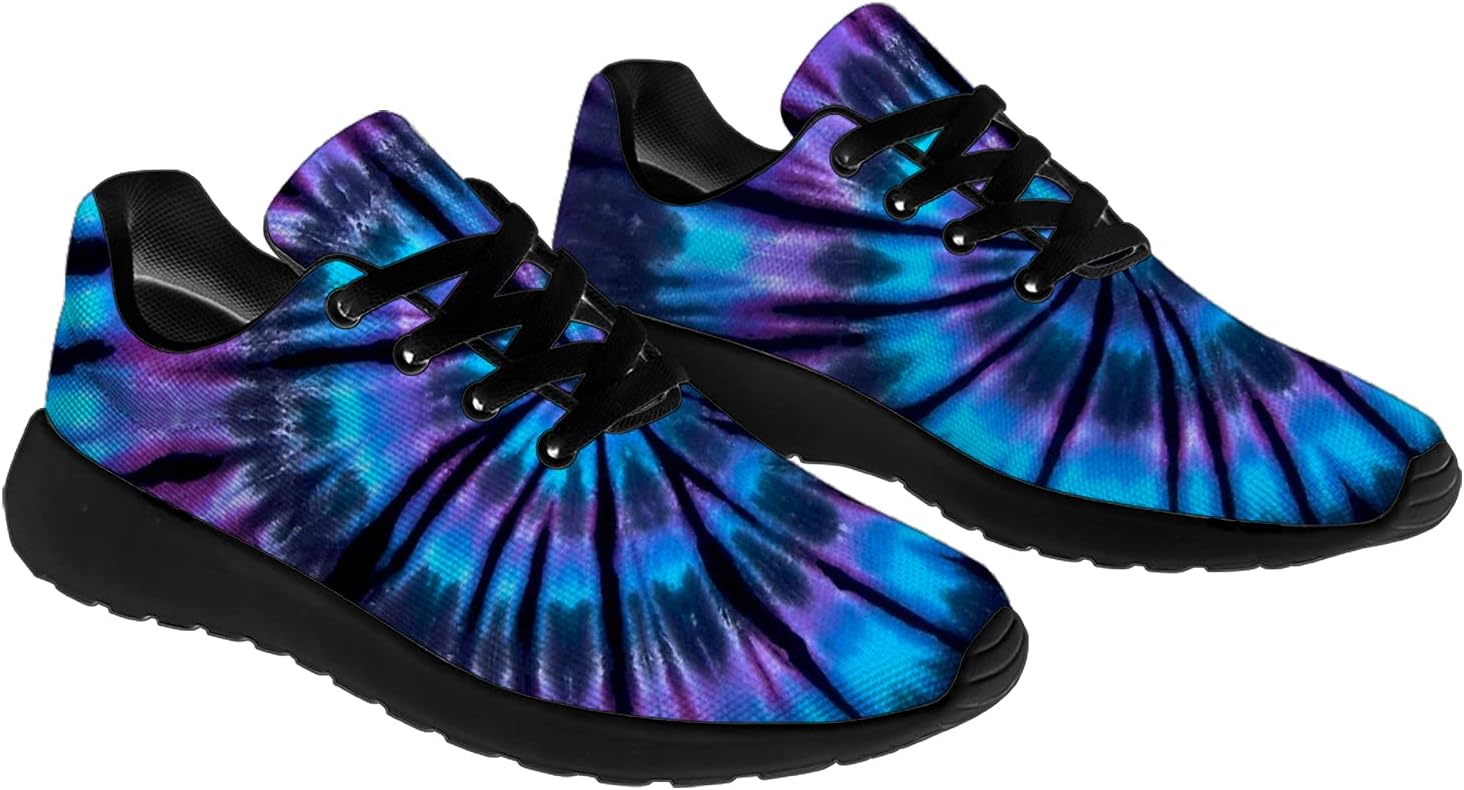 Кроссовки Horethy Tie Dye для женщин и мужчин, беговые кроссовки, женские и мужские прогулочные, теннисные кроссовки, удобные спортивные кроссовки для джоггинга, подарки, синий/фиолетовый — фото 4
