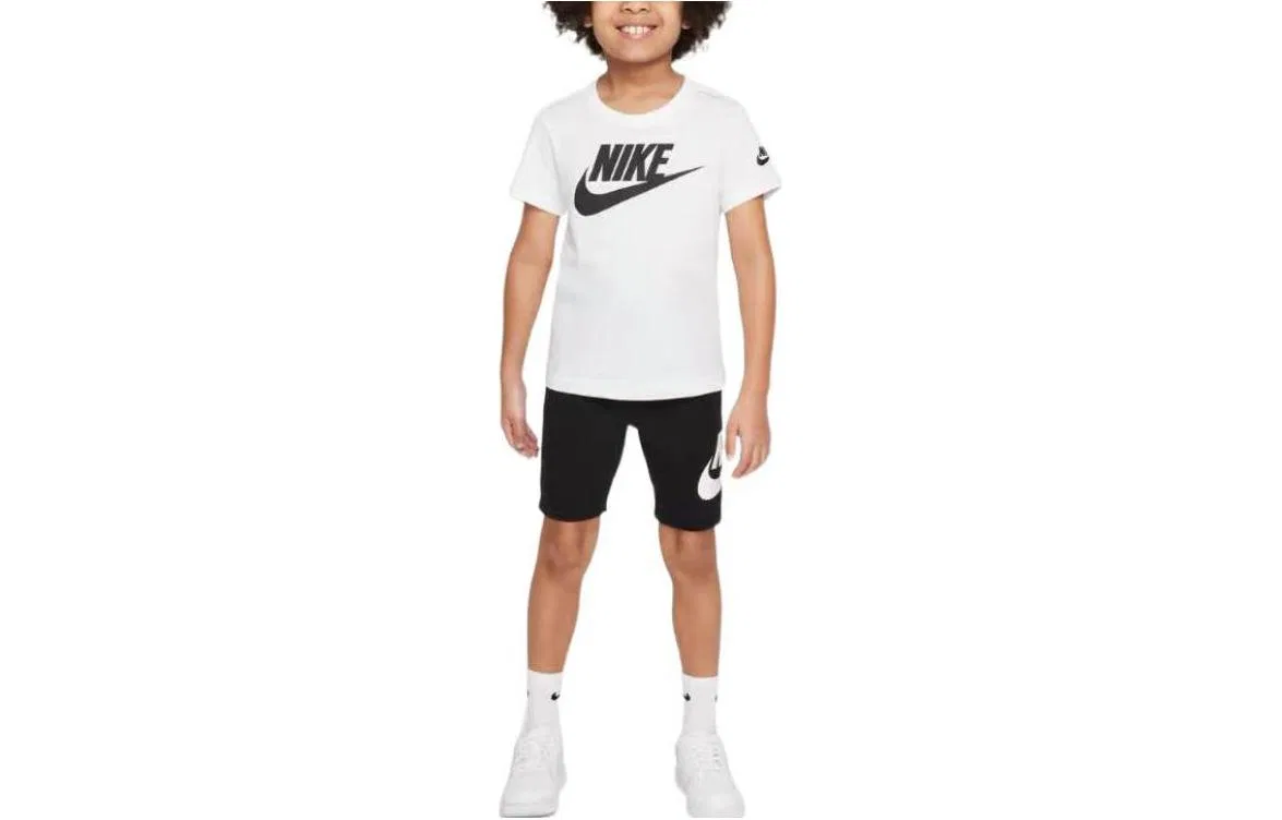 Детский спортивный комплект с круглым вырезом Nike, белый/Черный