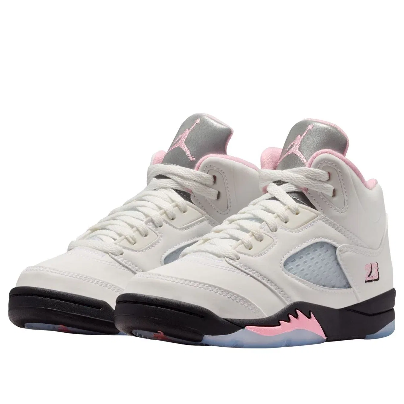 Детские кроссовки с кожаным верхом Air Jordan 5 Retro Medium Soft Pink, белый — фото 3