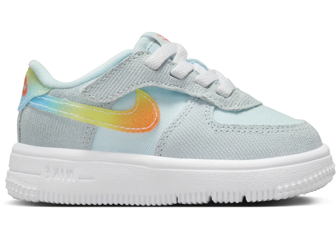 Детские кроссовки Lifestyle с системой EasyOn Nike Force 1 Low EasyOn Nike, Glacier Blue Light Lemon Twist Aquarius Blue Total Orange