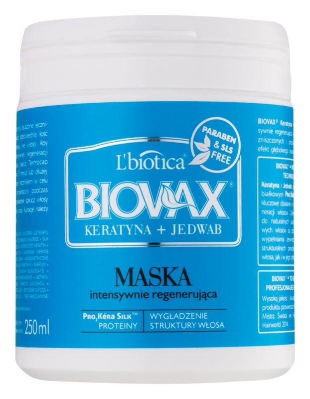 

Восстанавливающая маска для густых волос L’biotica Biovax Keratin & Silk