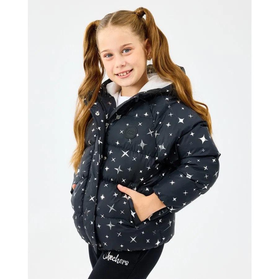 Куртка-пуховик детская с капюшоном G Puffer Jacket Skechers, Белый — фото 4