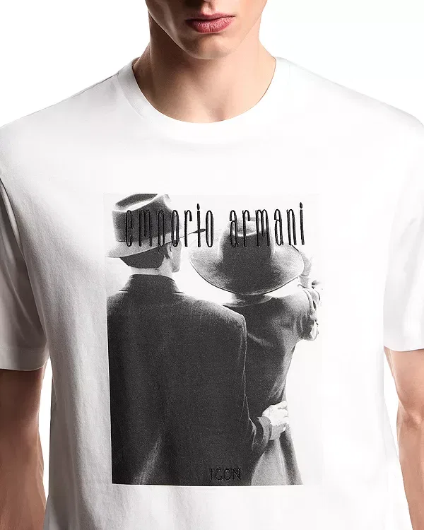 Мужская футболка с принтом Icon Graphic Logo T-Shirt Emporio Armani, кремовый — фото 4