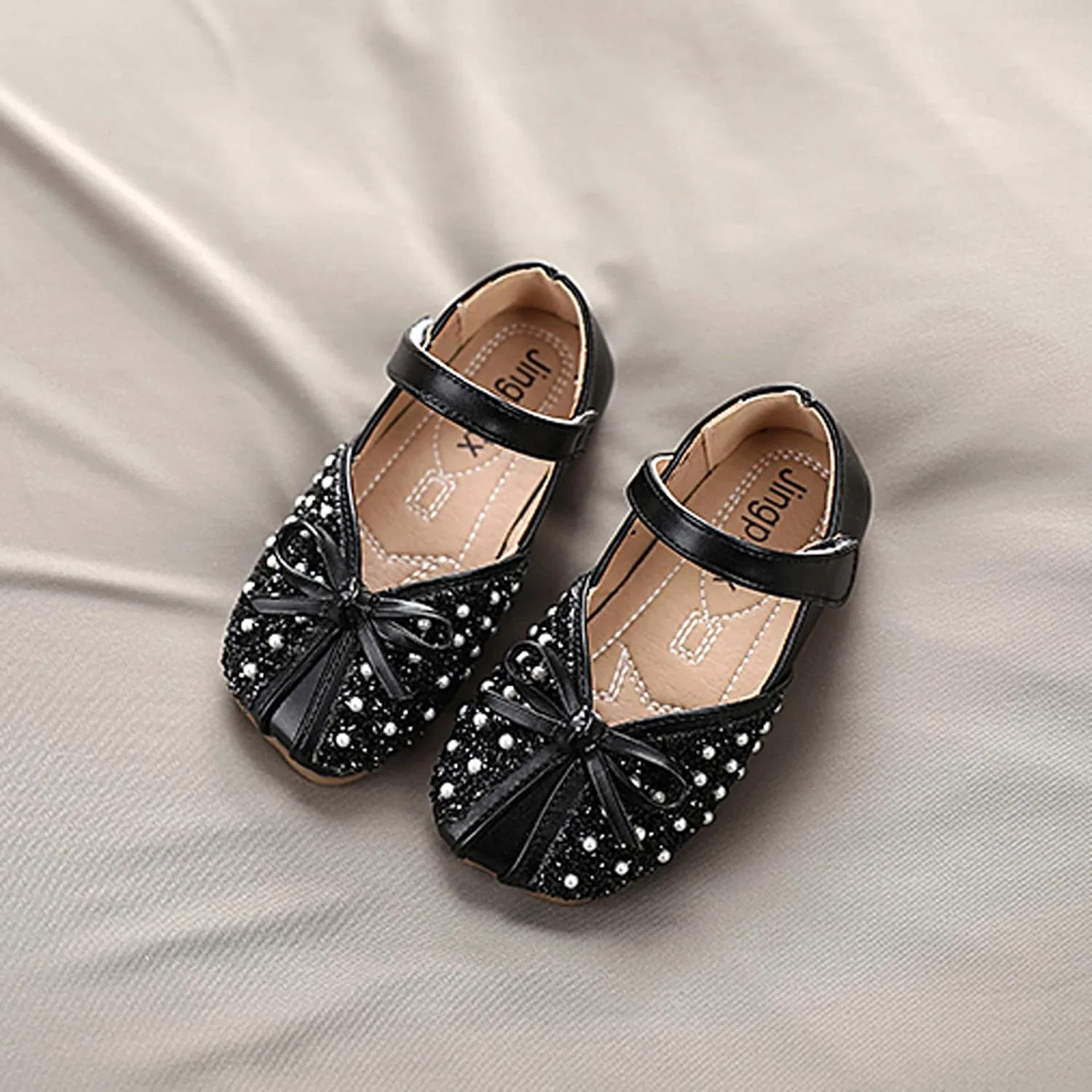 Детские туфли Мэри Джейн с бантом для девочек Stunner, Rhinestone Black — фото 3