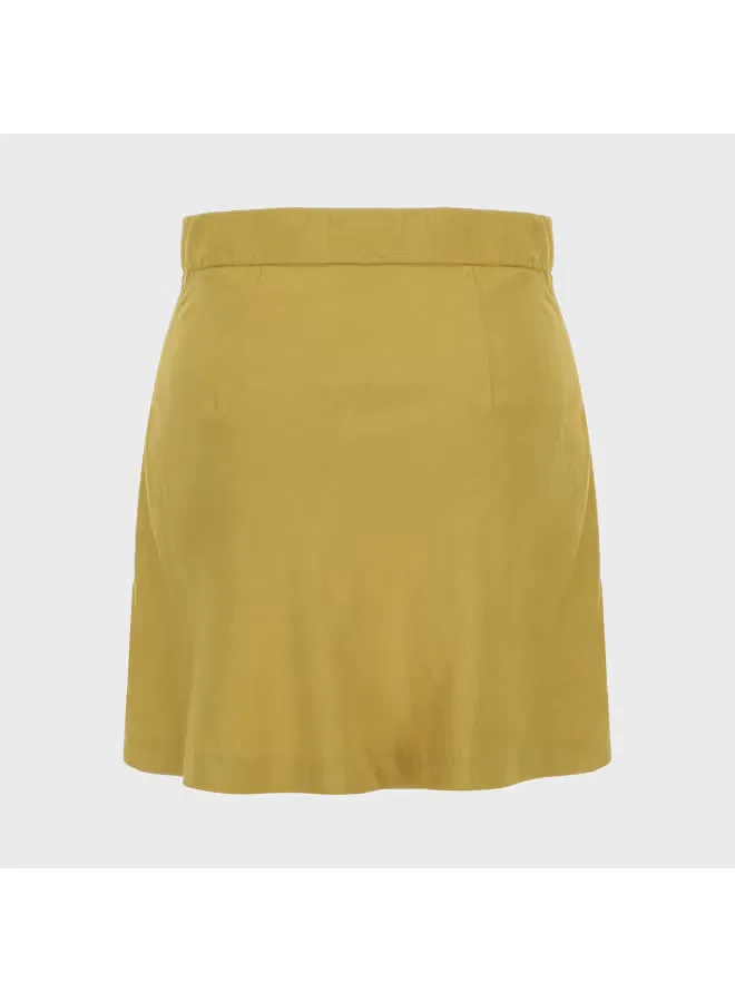 Юбка-трапеция мини с завышенной талией Zara, желто-зеленый — фото 3