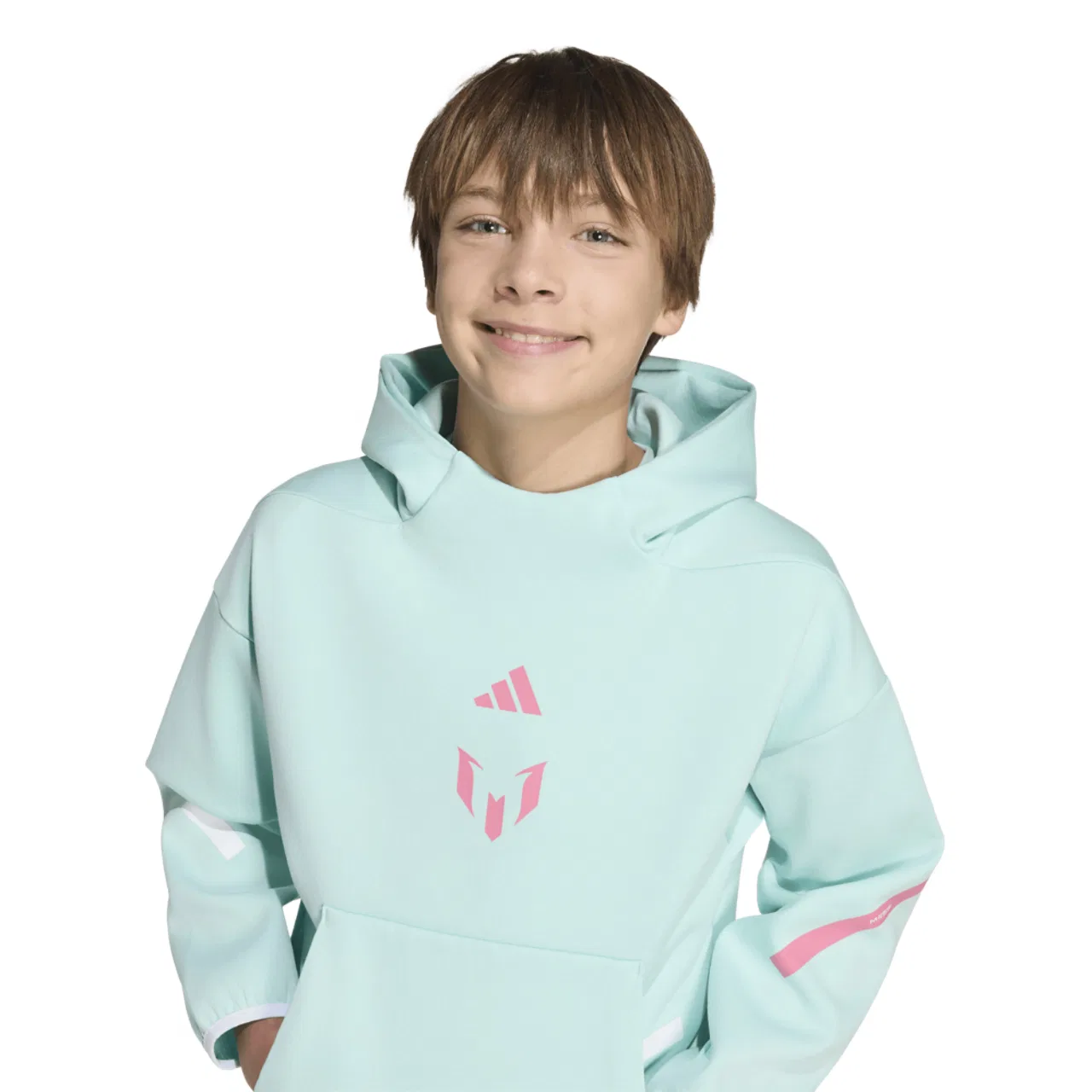 Худи для мальчиков Messi Z.N.E. Adidas, цвет Semi Flash Aqua — фото 3