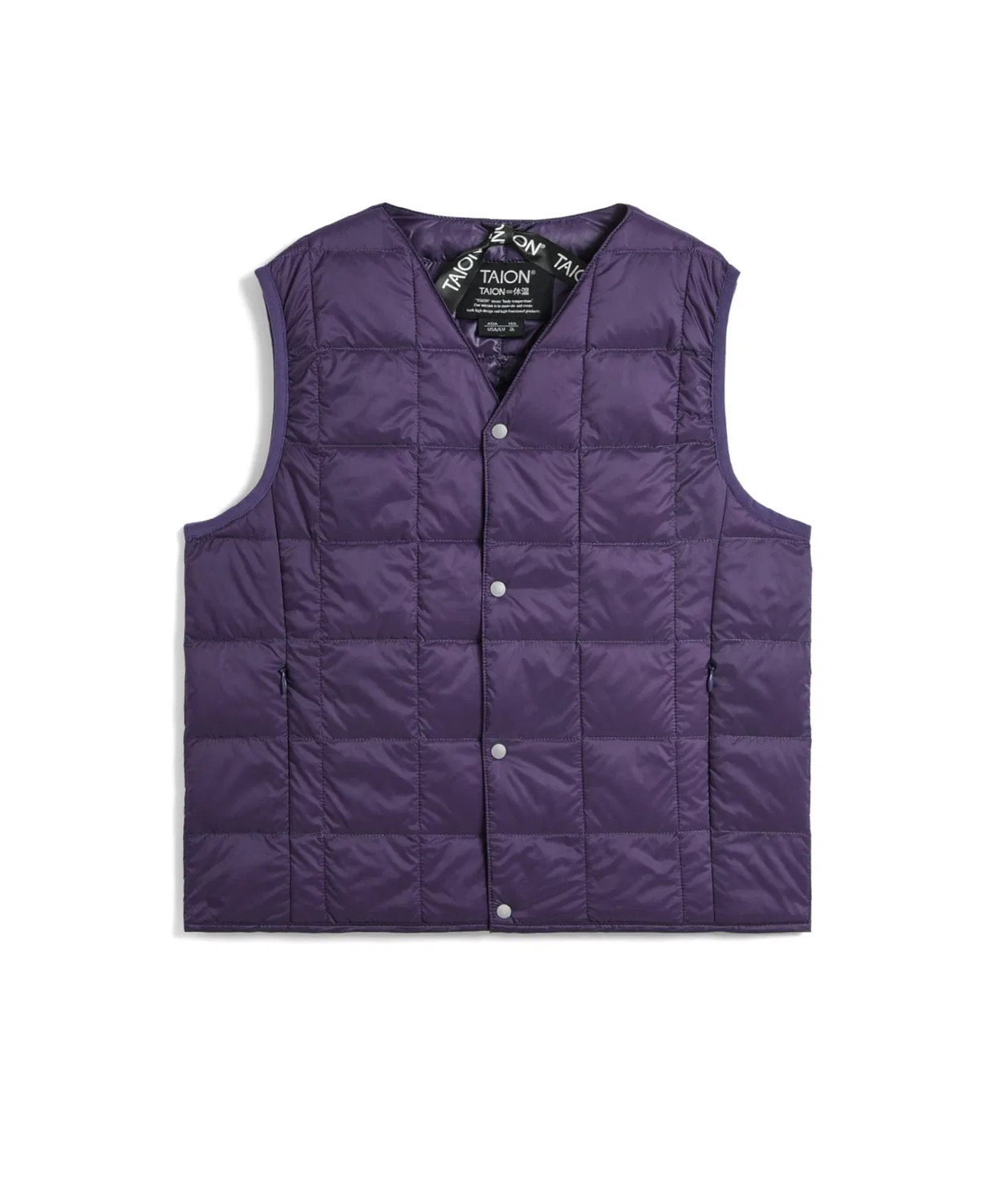 Детский жилет пуховый с V-образным вырезом и пуговицами, модель Basic TAION, Dark Purple