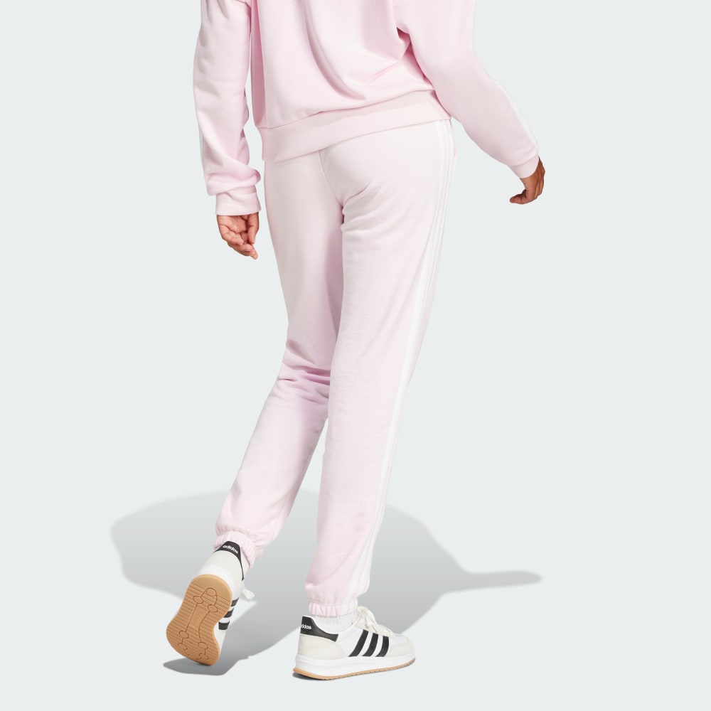 Спортивные брюки Adidas Essentials 3-Stripes French Terry Cuffed Pants, цвет Clear Pink/White — фото 2