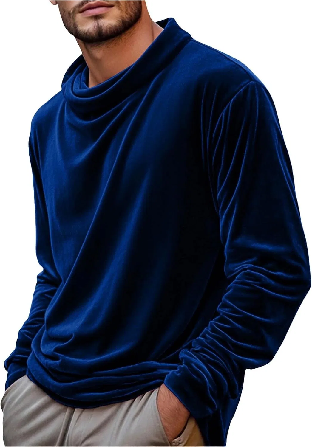 Мужская футболка с длинным рукавом Mock Turtle Neck Pullover, тёмно-синий