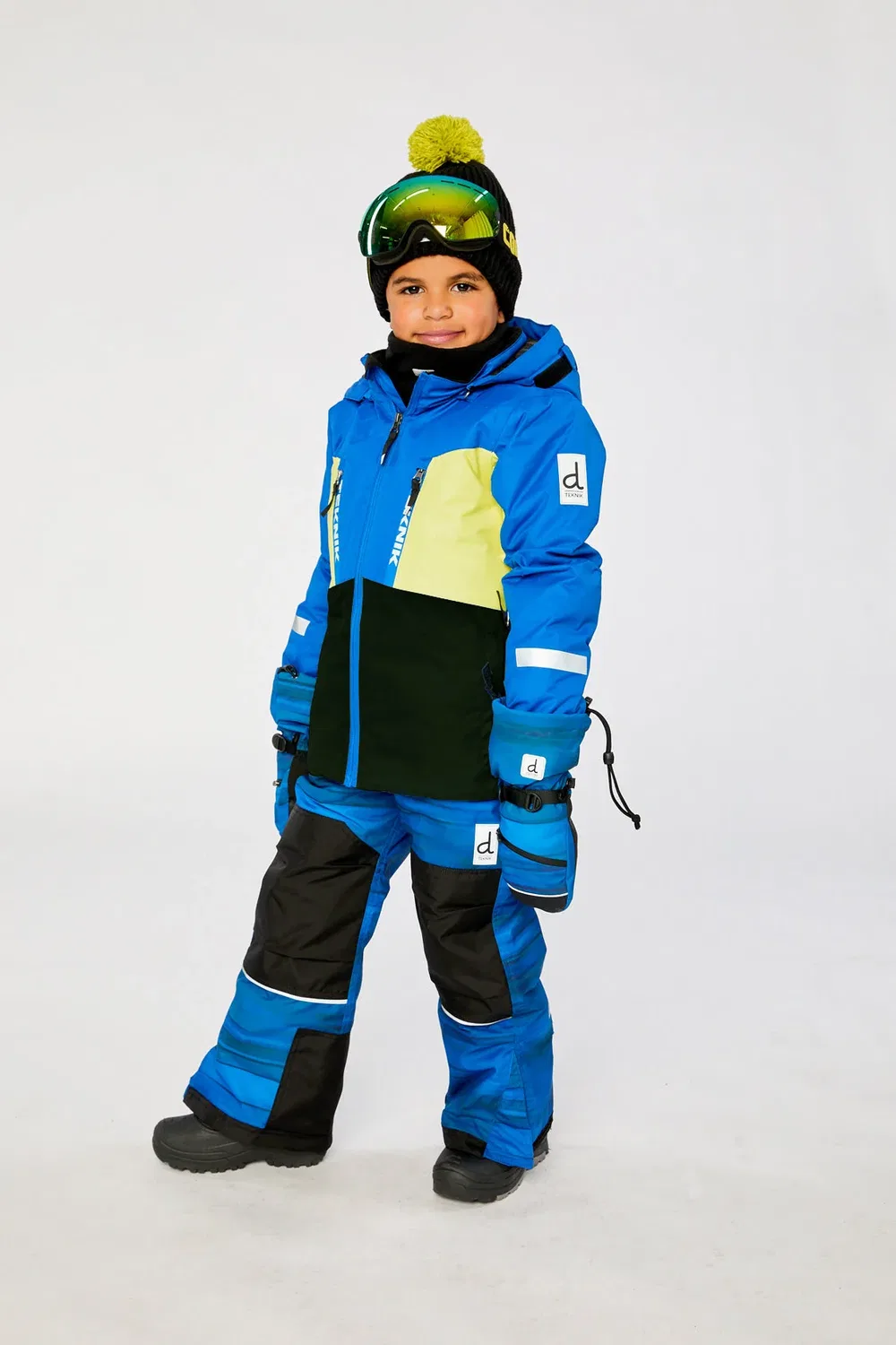 Детский комбинезон для мальчиков зимний утепленный Two Piece Teknik Snowsuit Deux par Deux, Royal Blue And Yellow — фото 3