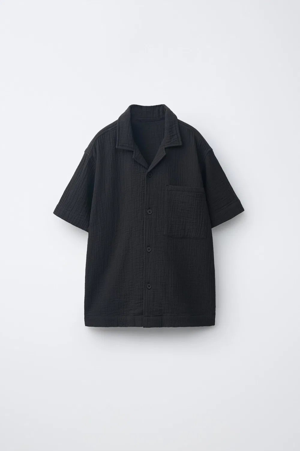 Текстурированная рубашка для боулинга ZARA, Black
