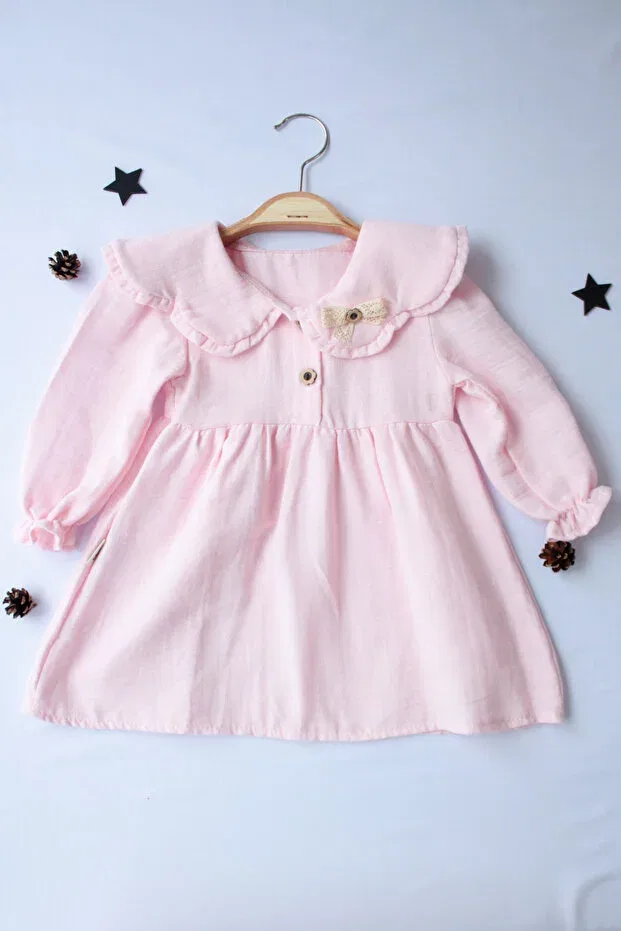 Детское платье для девочек хлопковое Pio Kids, Pink — фото 4
