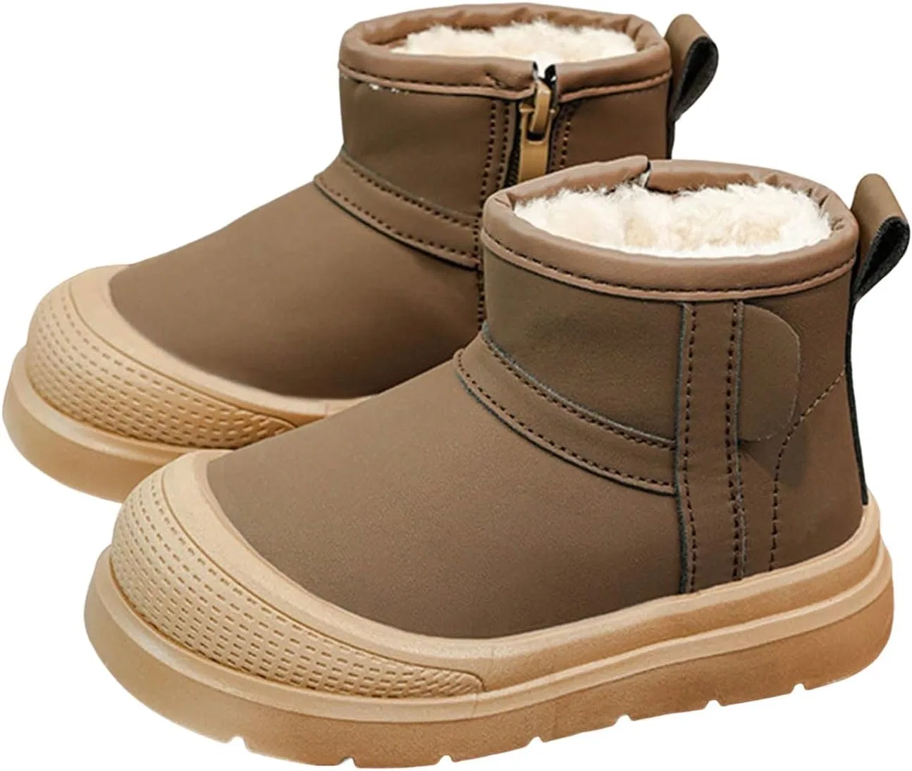 Детские зимние ботинки для девочек с мехом IWIHMIV, Brown