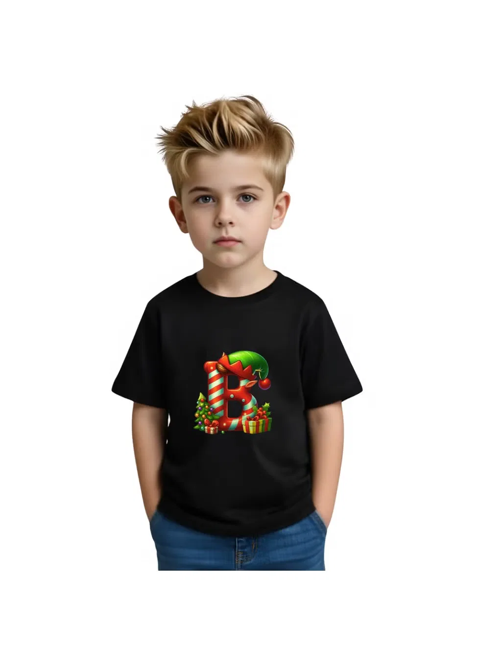 Футболка с принтом алфавита для мальчиков Printshop4Me, черный