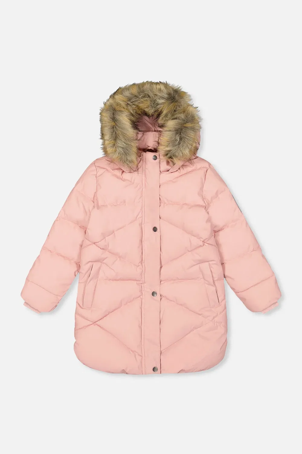 Детское длинное зимнее пальто-пуховик с утеплителем Deux par Deux, Pale Dusty Pink