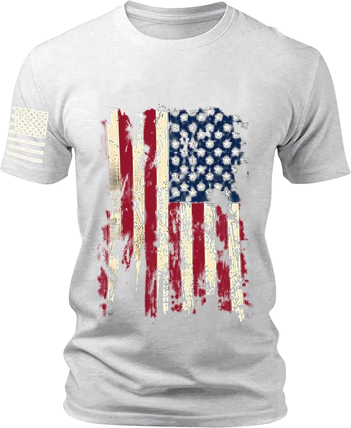 Мужская фитнес-футболка с американским флагом, White