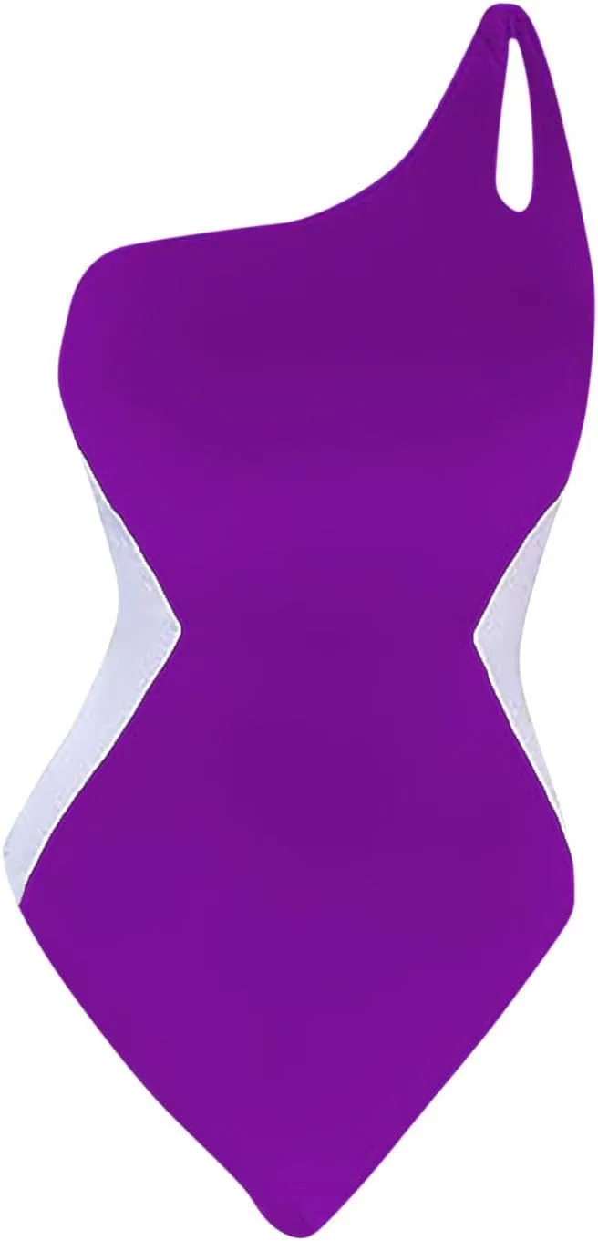 Женский цельнокроеный купальник с одним плечом, утягивающий животик, Purple