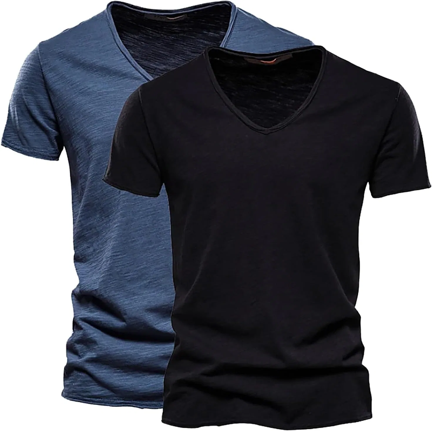Мужская футболка с V-образным вырезом, 2 шт., Black/Blue