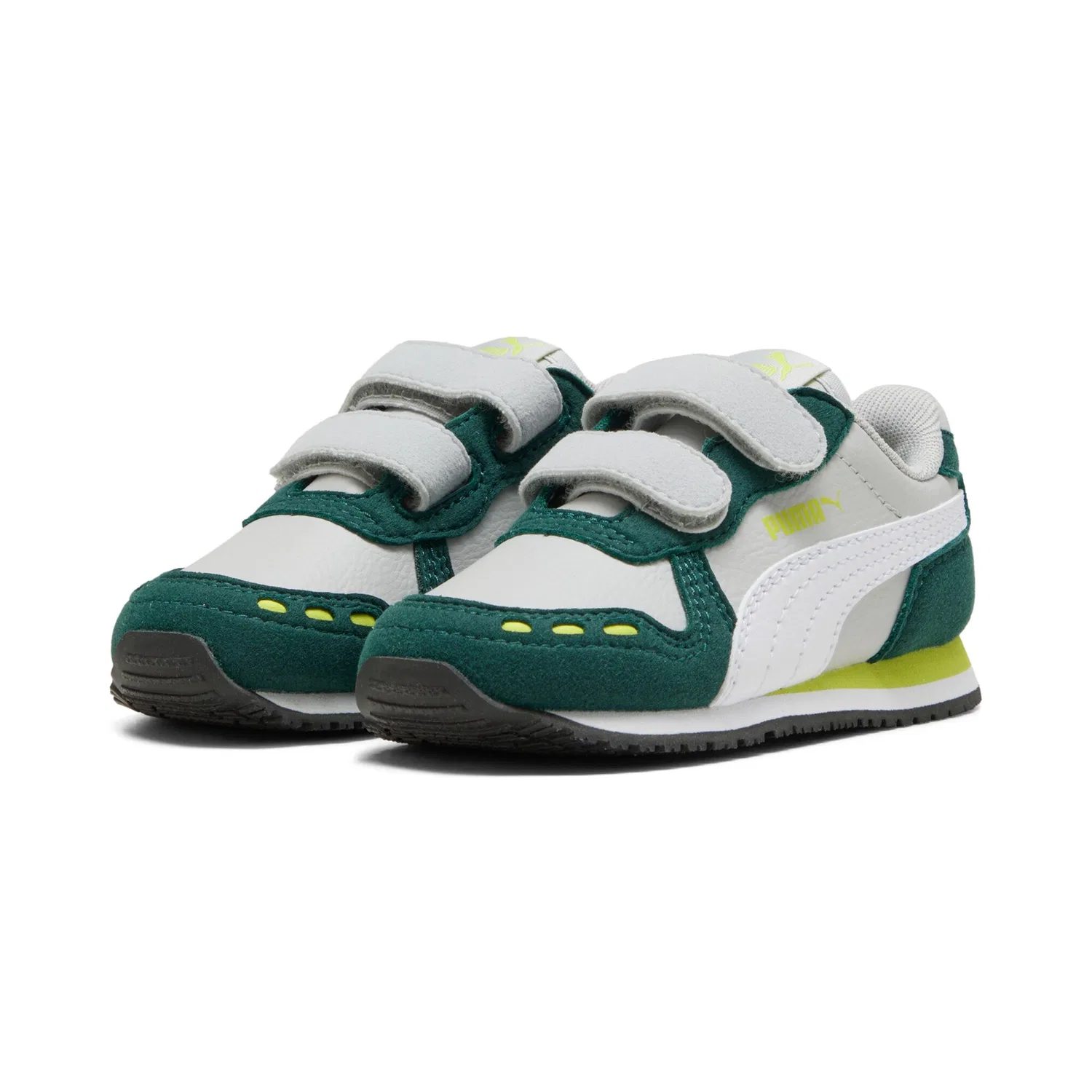 Детские кроссовки с ретро-стилем Cabana Racer PUMA, Cool Light Gray/PUMA White/Dark Myrtle/Lime Smash