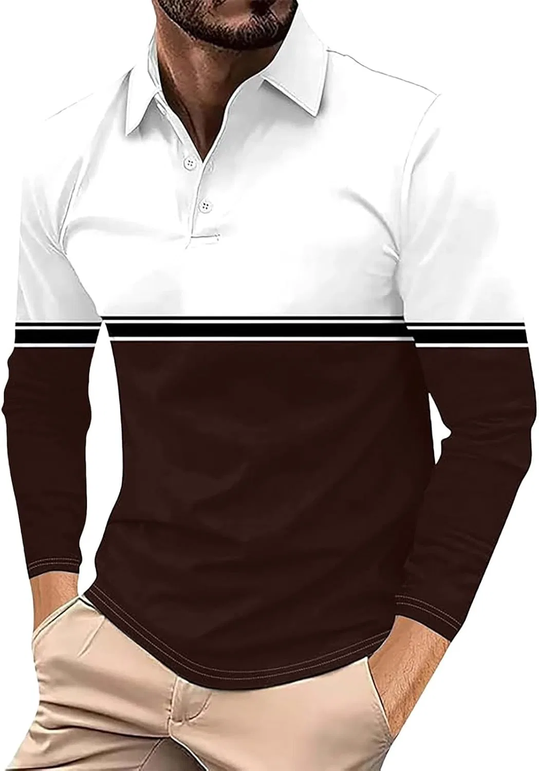 Мужская спортивная футболка поло с цветовыми блоками Golf T-Shirts, Coffee