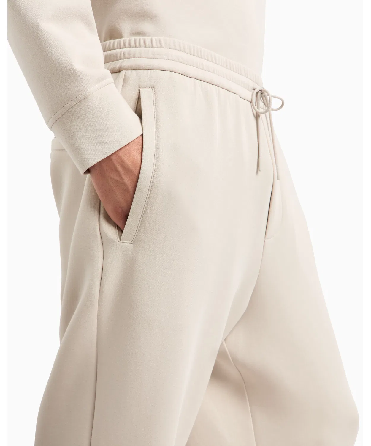 Мужские спортивные штаны с завязками Double Jersey Emporio Armani, Grayish Beige — фото 4