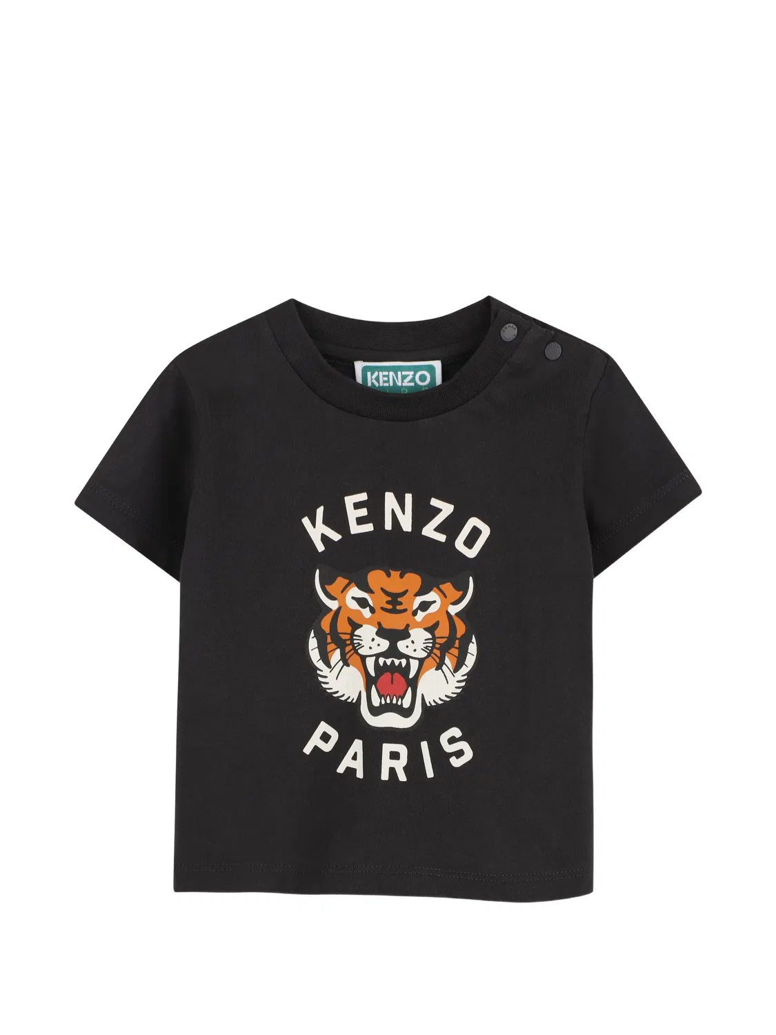 Футболка с принтом Tiger и логотипом Kenzo Kids, черный