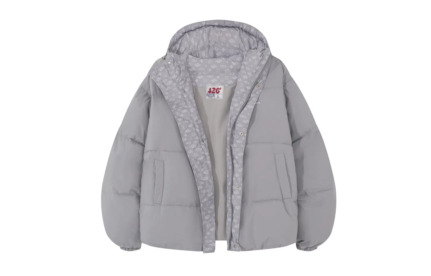 Детский пуховик с капюшоном утепленный F426, Gray