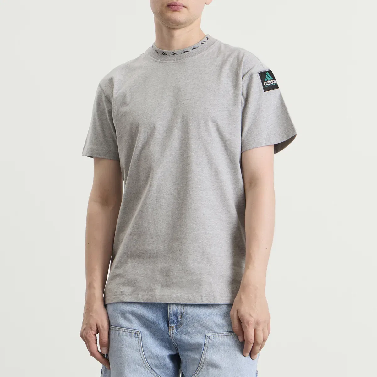 Футболка хлопковая с принтом No Wash Logo Adidas, Medium Grey Heather — фото 2