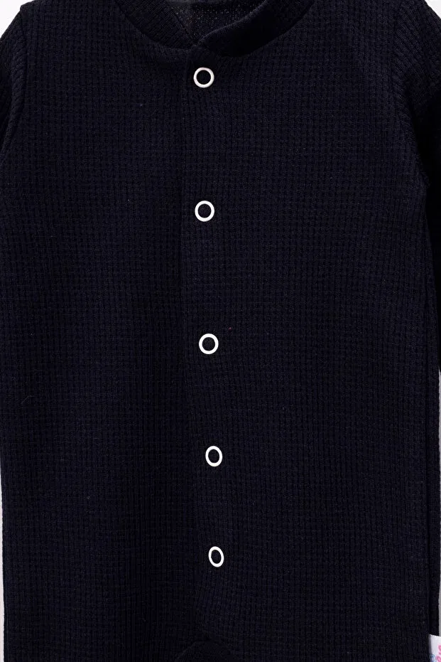 Детское боди-комбинезон для девочек с принтом Waffle Basics Bubito, Navy Blue — фото 4