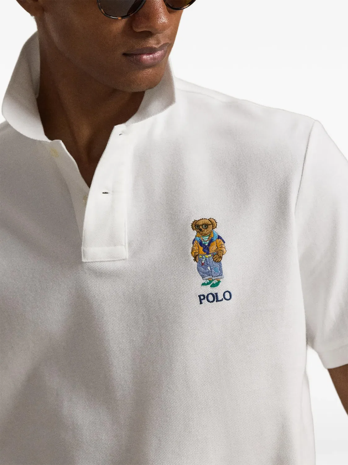 Поло с вышивкой медведя Polo Ralph Lauren, белый — фото 2