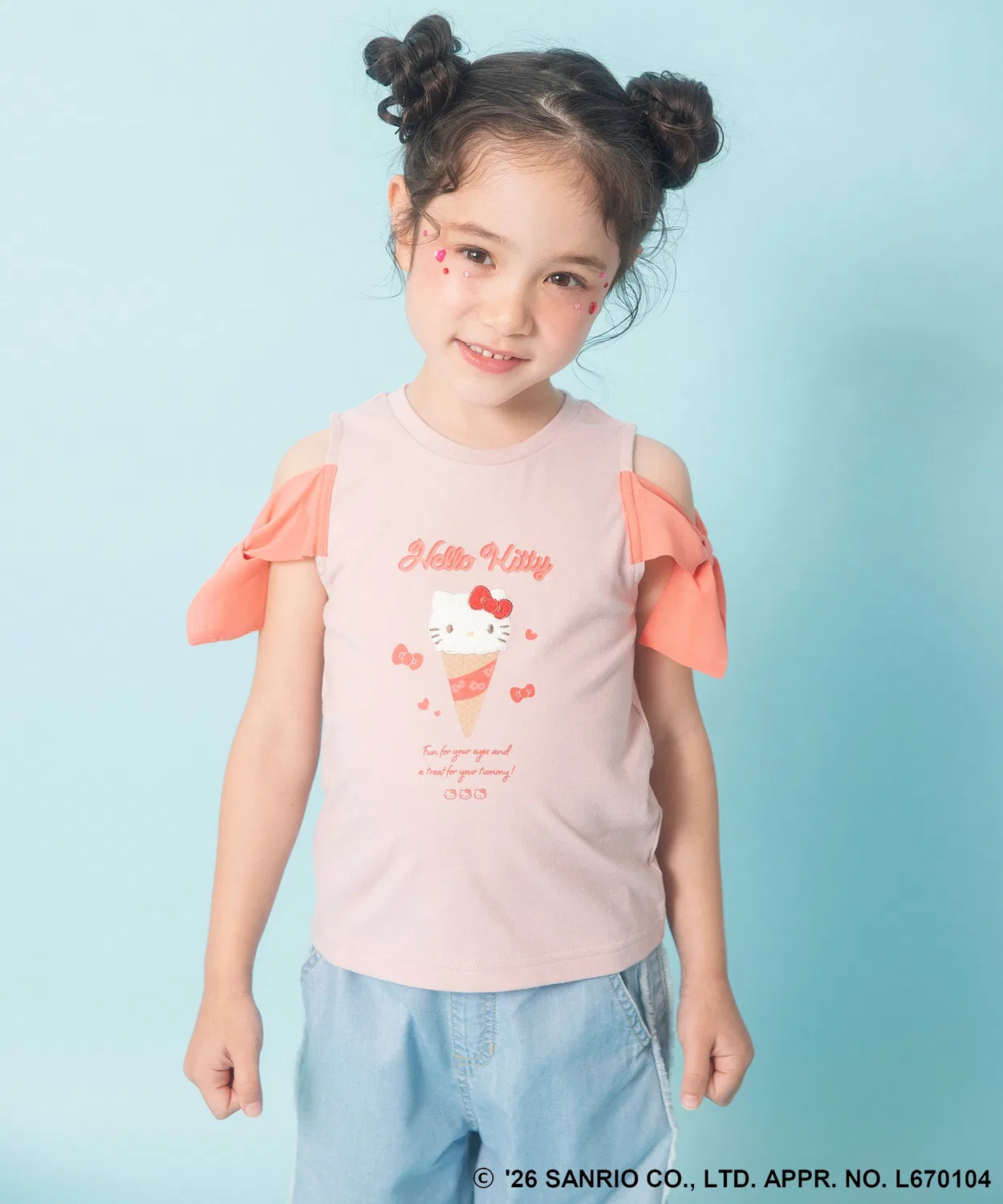 Branshes Детская футболка с принтом Sanrio Characters Chiffon Shoulder Top, брэнш, Розовый