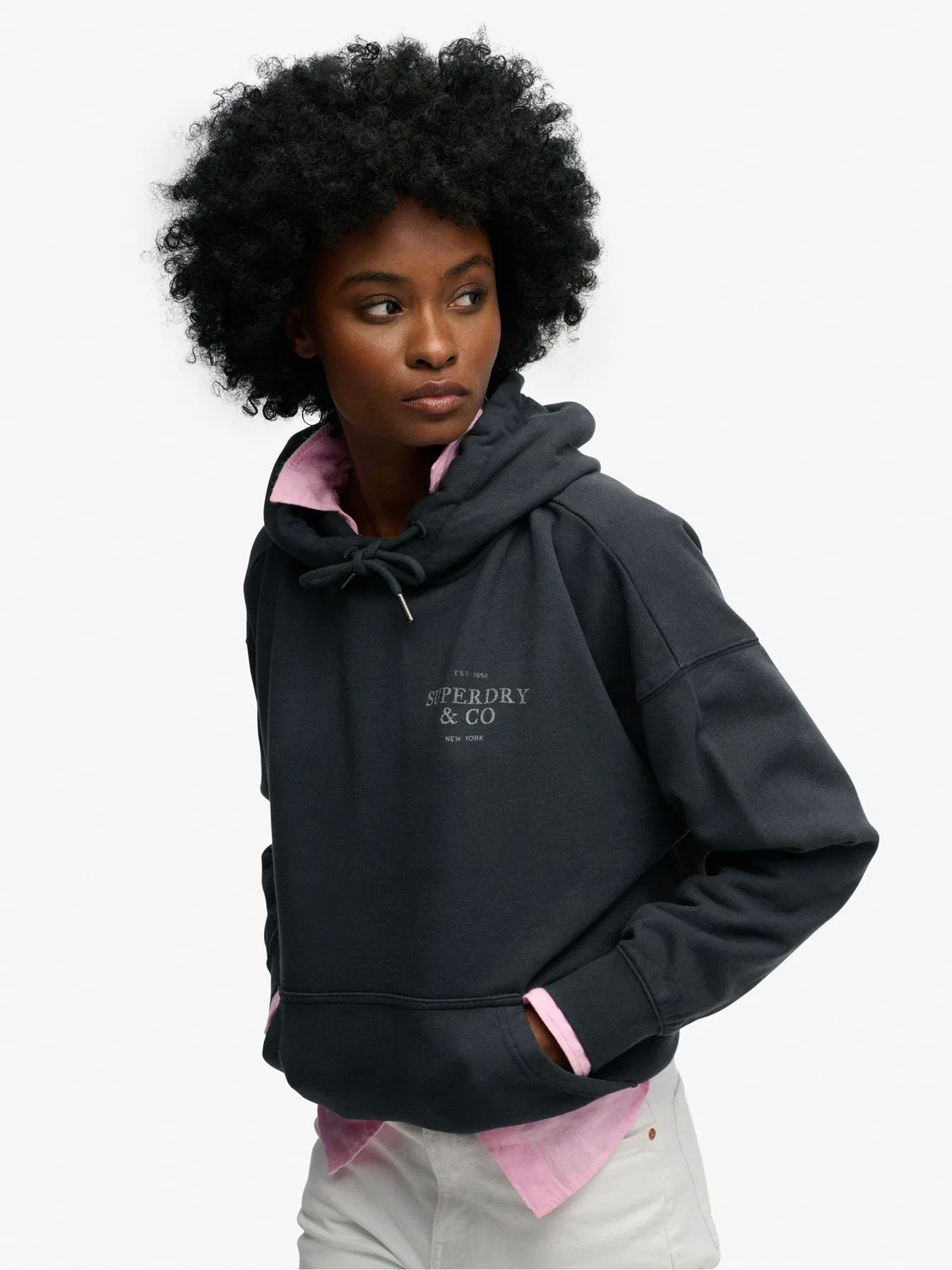 Худи с капюшоном оверсайз Superdry, синее
