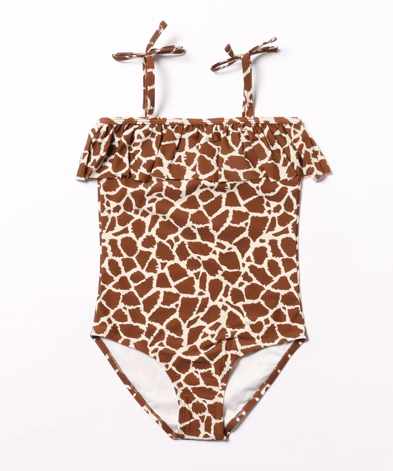 Детский купальник-комбинезон с рюшами Giraffe Spots Rylee + Cru, Brown