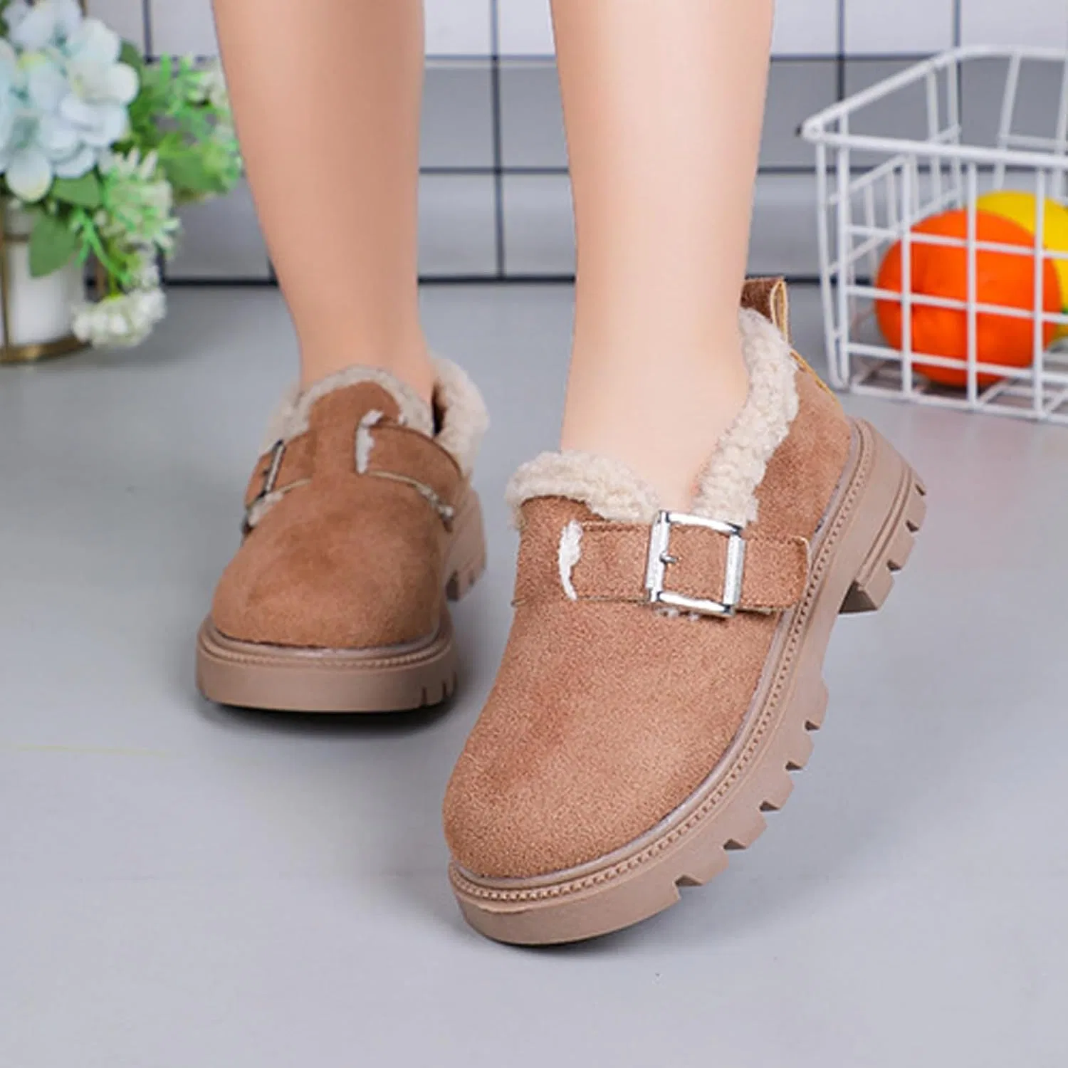 Детские сапоги-слайдеры с толстой подошвой Girls Platform Slippers Boots, Khaki — фото 3