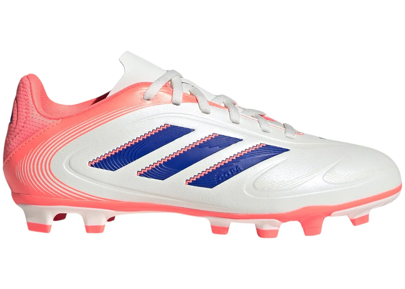 Детские бутсы с твердым грунтом Adidas Copa Pure 3 Club FG/MG, Off White Lucid Blue Signal Coral