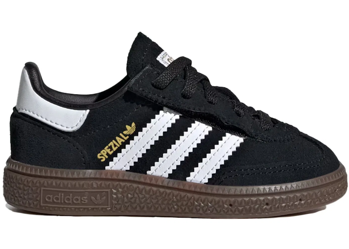 Детские кроссовки с замшевым верхом Adidas Handball Spezial Elastic, Core Black/Cloud White/Gum