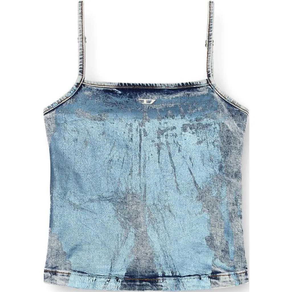 Женский топ с металлическим эффектом, укороченный, DIESEL, Light Blue