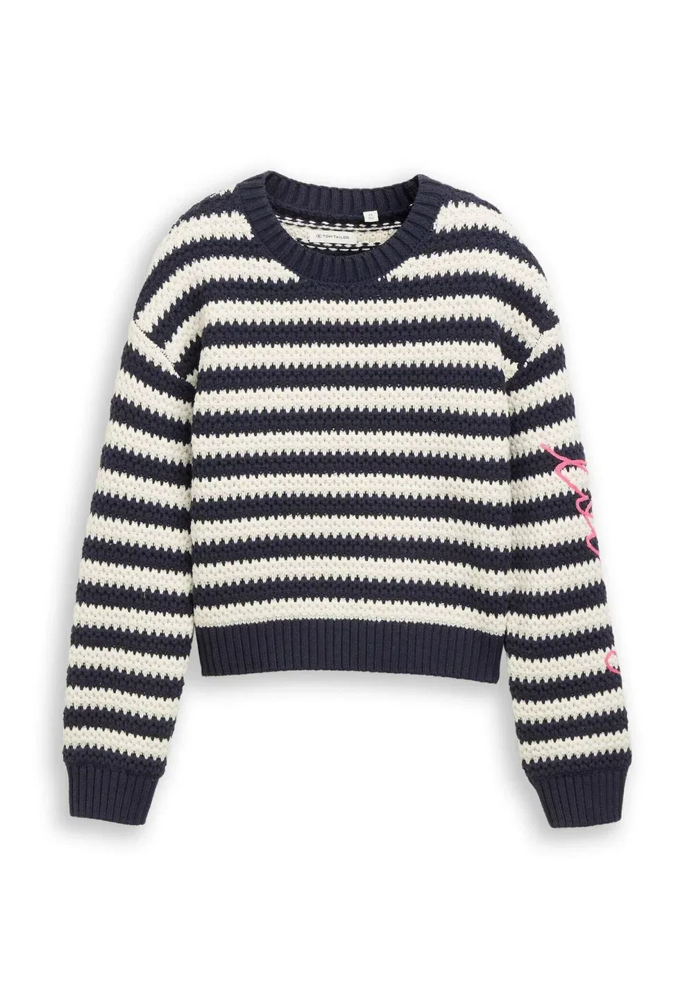 Пуловер и Strickjacken Strickpullover mit Streifenmuster - джемпер Tom Tailor, Navy Offwhite Stripe Pink
