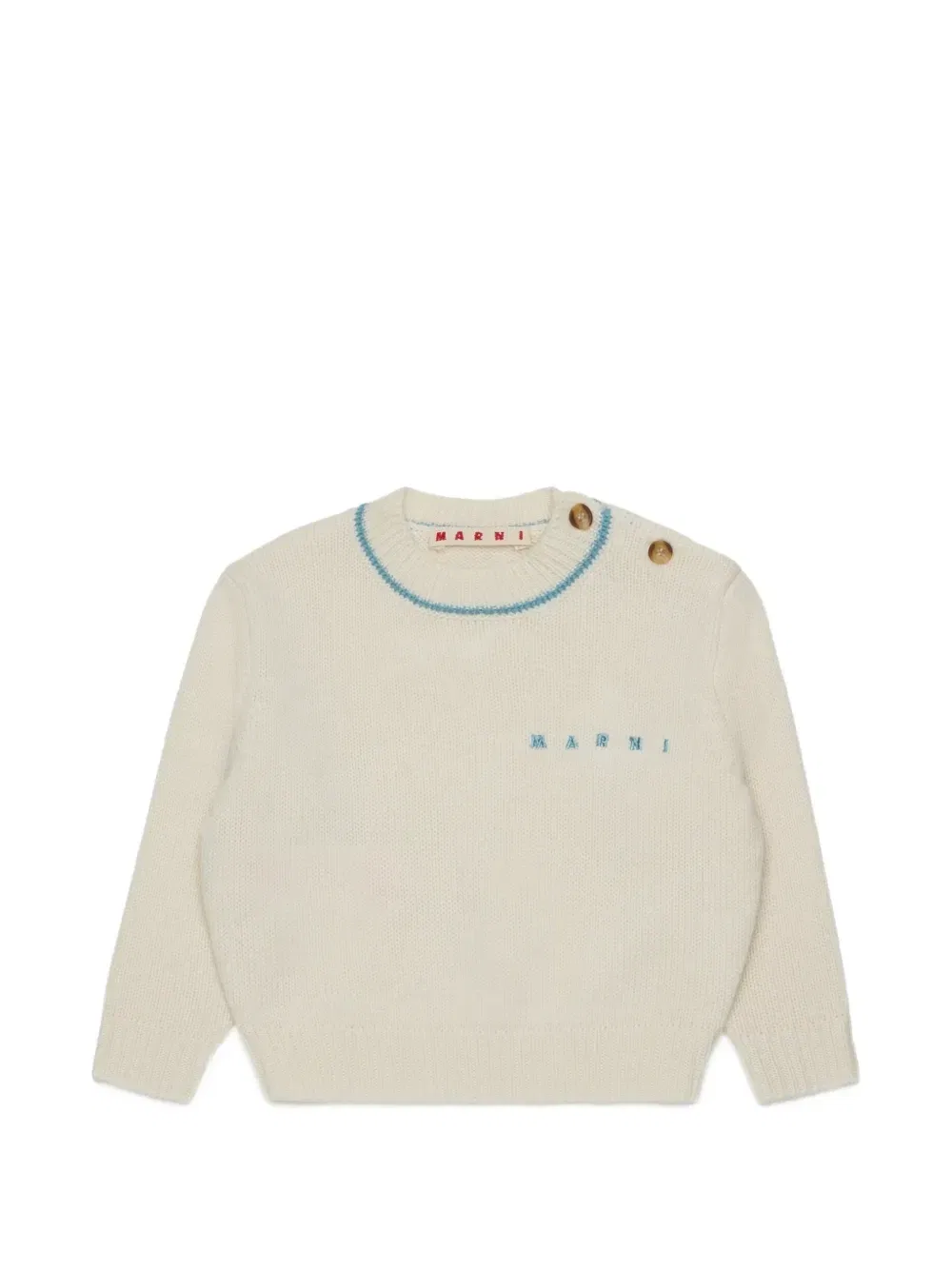 Свитер с вышитым логотипом Marni Kids, бежевый