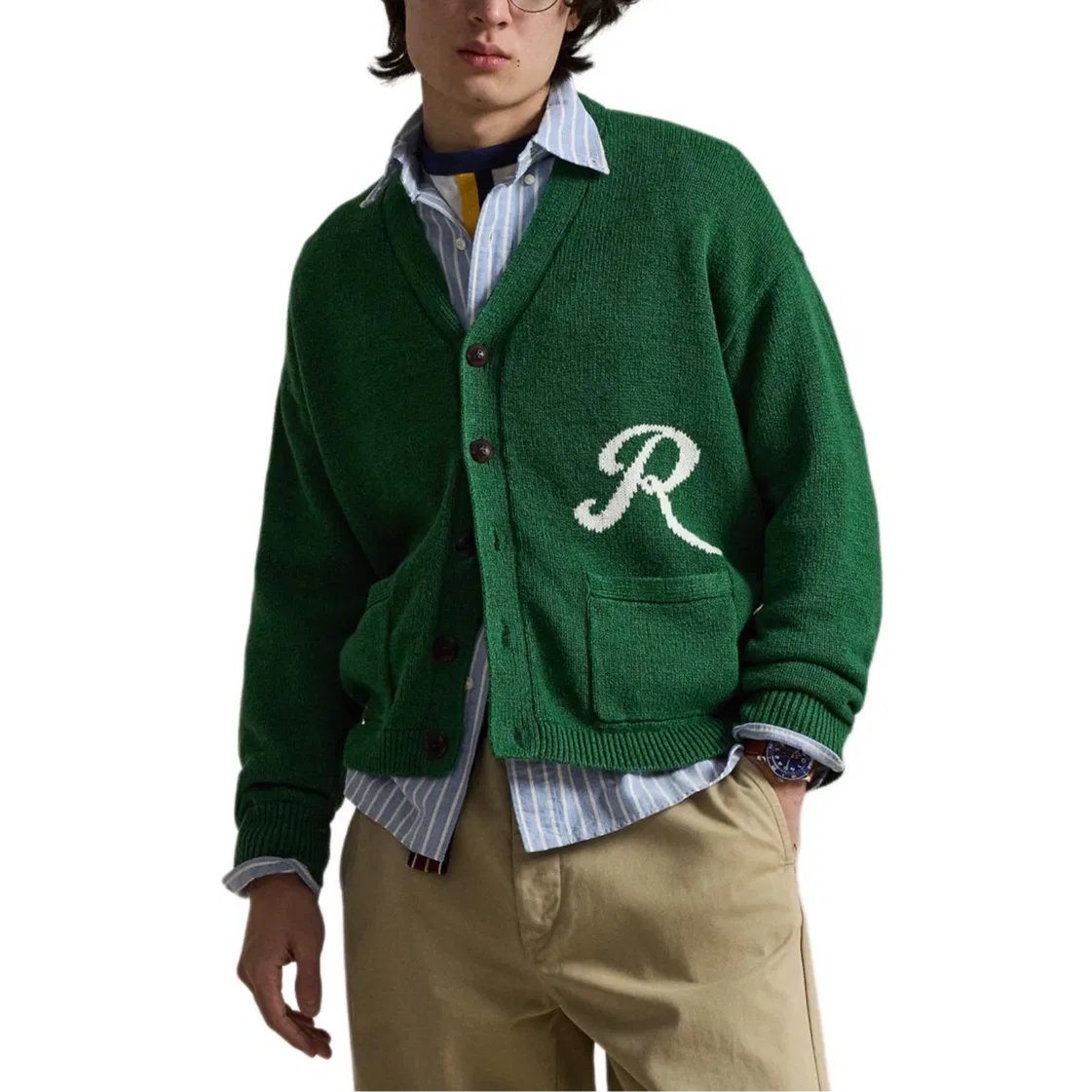 Мужской свитер с V-образным вырезом Nouveau Forest Green Polo Ralph Lauren, Nouveau Forest Green — фото 3