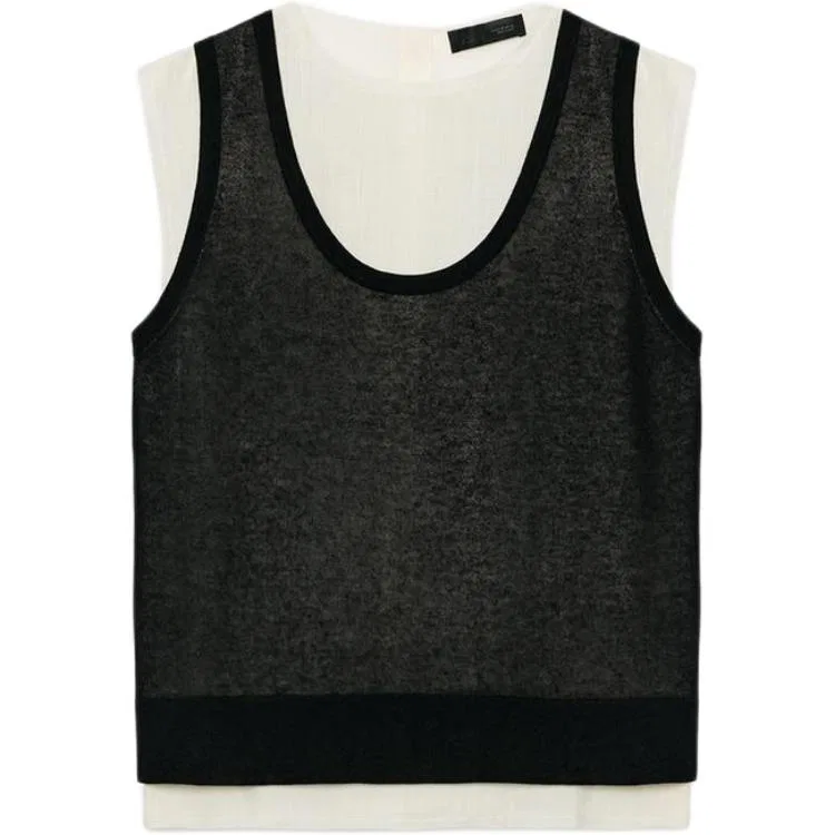 Женский джемпер с круглым вырезом прямого кроя Nude/Black ZARA, Nude/Black