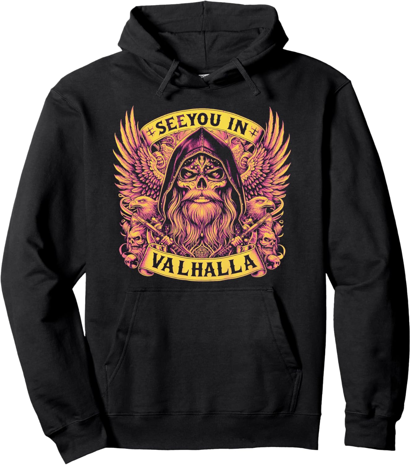 

Толстовка Odin Hoodie See You In Valhalla Vikings Design Wotan Odin, черный