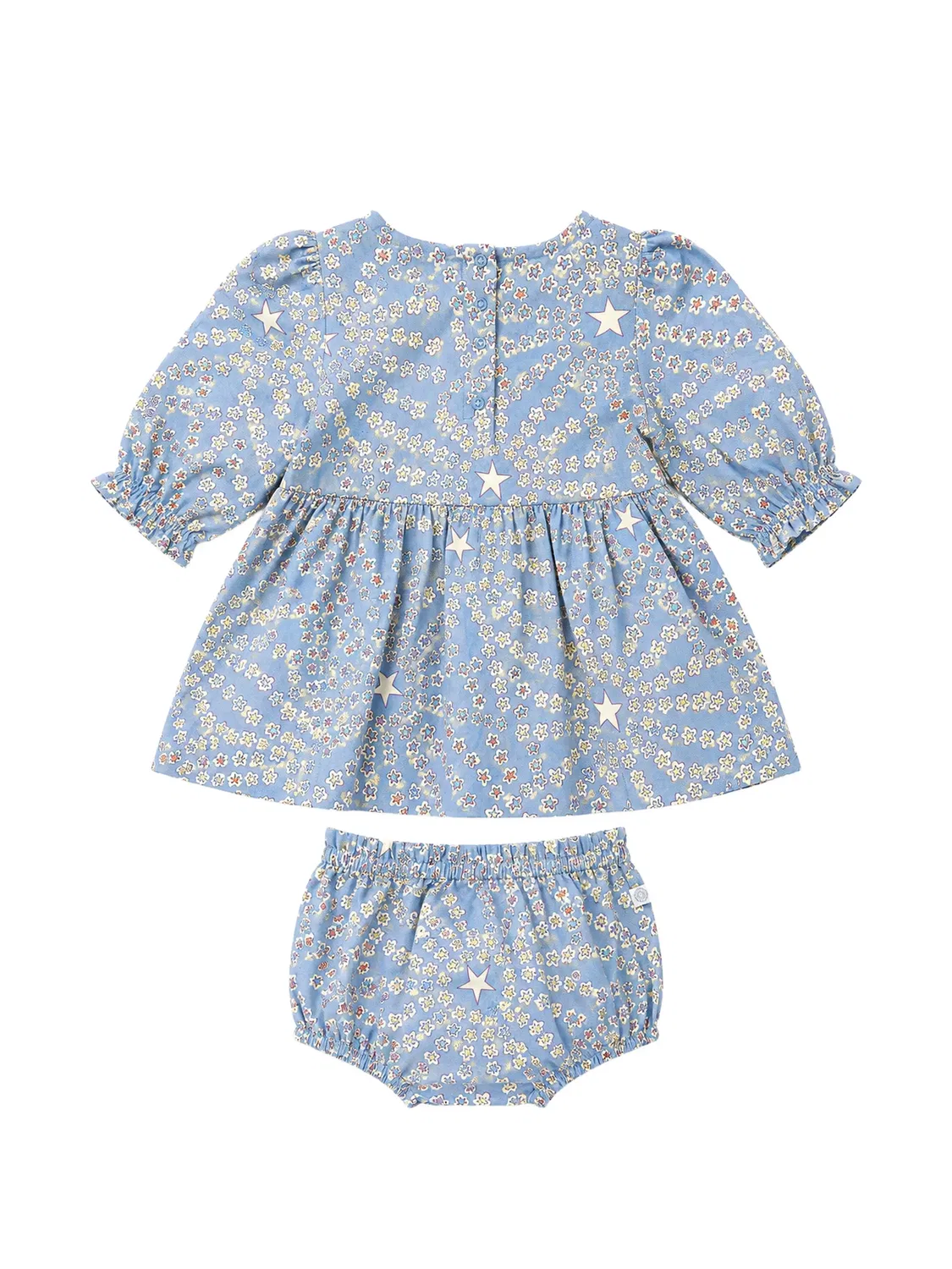 Комплект платья-трапеции со звездным принтом Stella Mccartney Kids, синий — фото 2